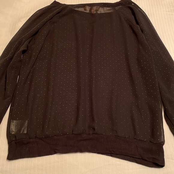 Black sheer “sweatshirty” style top - Picture 2 of 4